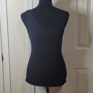 INC Int'l Concepts Womens Ribbed One-Shoulder Causal Tank Top Black Size Large